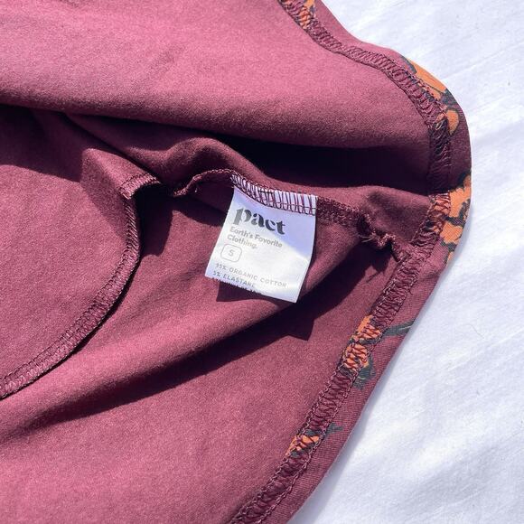 Pact Saylor Mini Skirt Womens Small Brushed Floral Raisin Purple Organic - Picture 6 of 6